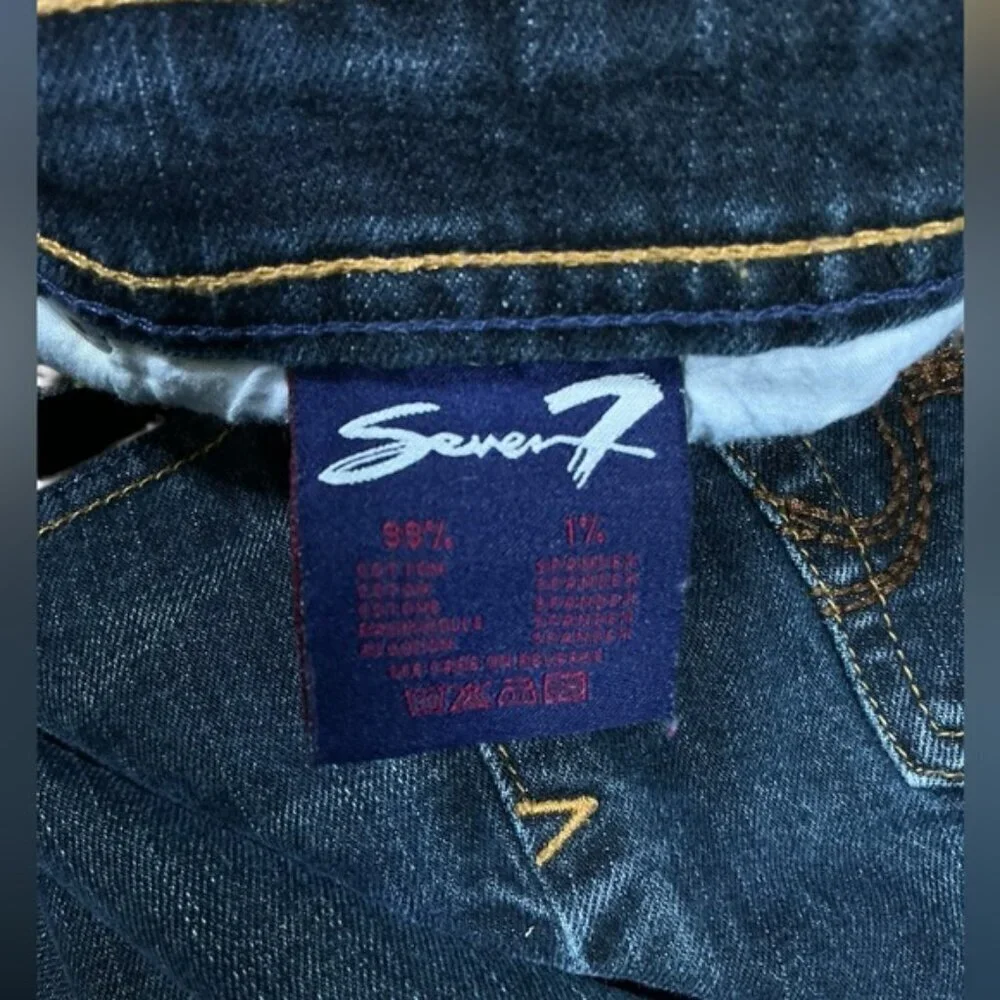 Seven7 Women Bootcut Low Rise Jeans Med Dark Wash Embroidered SZ 31 Inseam 32” - Picture 8 of 16